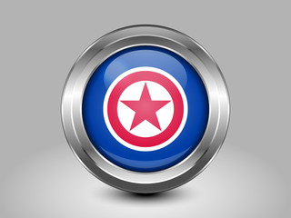 North Korea Variant Flag. Metal Round Icon