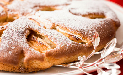 apple pie with Christmas decorations