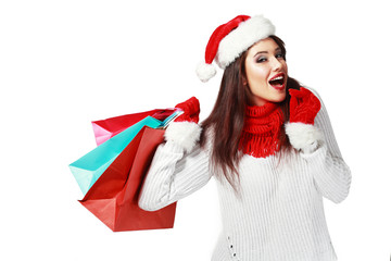 Christmas woman with bags