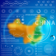 China, infographics for business data visualization with blurred