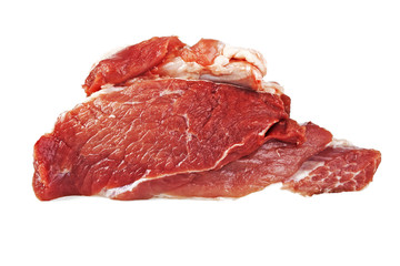 Crude meat on a white background