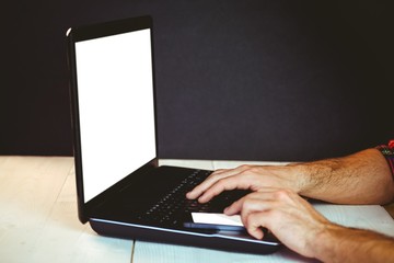 Man using his laptop