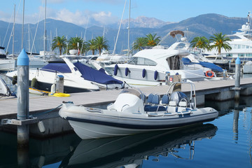 Fototapeta premium Sea landscape with the image of Montenegro port
