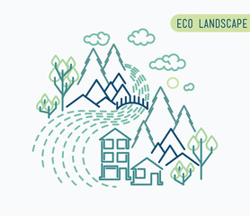flat eco design, rural liner landscape for every season in your business