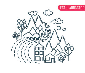 flat eco design, rural liner landscape for every season in your business