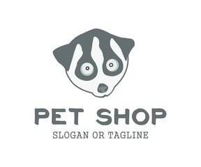 raccoon head pet shop logo template