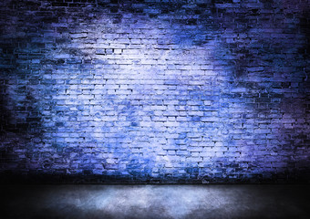 Murky brick wall in blue