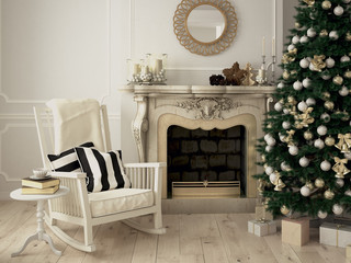 christmas decorated room. 3d rendering