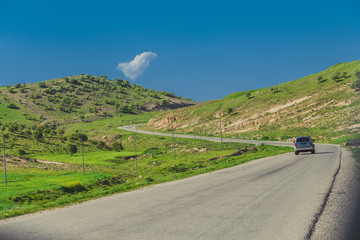 Roads in Iraqi landscape in spring season