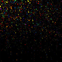 Colorful explosion of confetti. Grainy abstract  colorful texture on a black background. Design element. Vector illustration,eps 10.