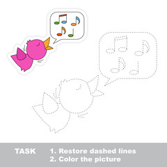 Vector trace game. Nightingale to be traced.