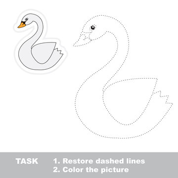 Vector trace game. Swan to be traced.