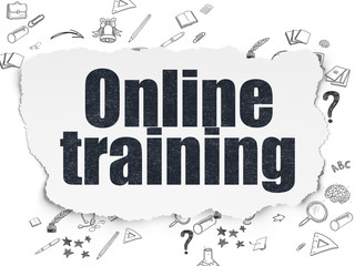 Education concept: Online Training on Torn Paper background