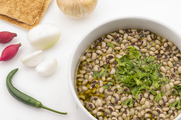 Lebanese food of Loubieh Msallat , Black Eye Peaswith Bulgur
