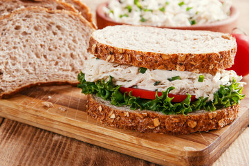 sandwich with chicken salad tomato - Powered by Adobe