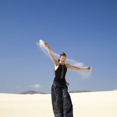 Fototapeta na wymiar flamenco and the dunes