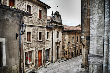 picturesque street in San Marino in hdr