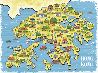 Naklejka premium Mapa podróży Hongkongu