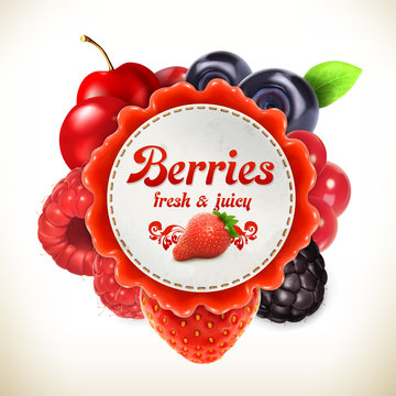 Berries, vector label