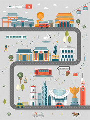 Obraz premium Hong Kong travel route