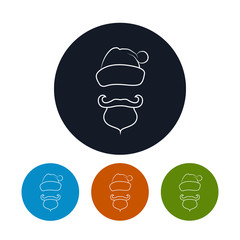 Icon of a Santa Claus Face, Four Types of Colorful Round Icons Santa Claus  with a Beard, Mustache and Hat without a Face, Christmas Decorations,  Icon in Linear Style , Vector Illustration