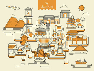 Naklejka premium Hong Kong map design
