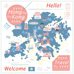 Naklejka premium Hong Kong map design