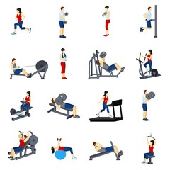 Obraz na płótnie Canvas Fitness Gym Training Icons Set