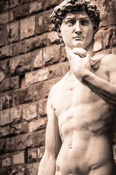Michelangelo's David Portrait, Replica Statue in Florence Italy