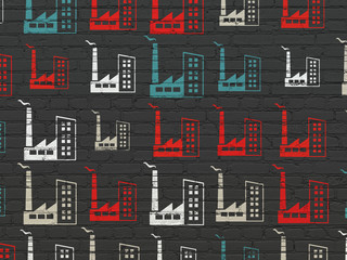 Finance concept: Industry Building icons on wall background