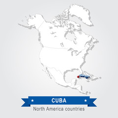 Cuba. All the countries of North America. Flag version.