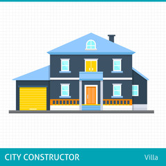 Big house with evening or night landscape. 