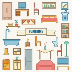Furniture icons set. 