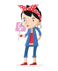 mujer feminista con un cartel