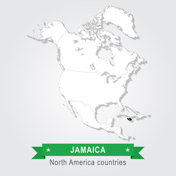 Jamaica. All the countries of North America. Flag version.