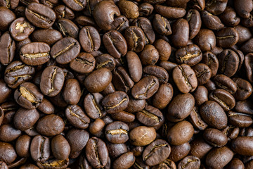 Coffee beans(Arabica) roasted background.