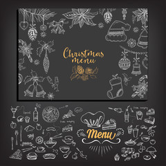 Christmas party invitation restaurant. Food flyer.