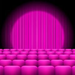 Obraz premium Pink Curtains with Spotlight and Seats