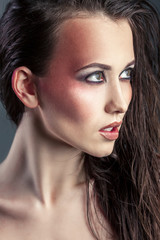 Fototapeta premium beautiful young woman with bright make-up