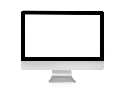 Computer display blank white screen isolated on white background