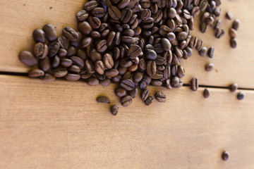 Coffee grains on a table