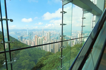 Views of Hong Kong through the glass structure