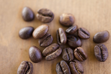 Coffee grains on a table