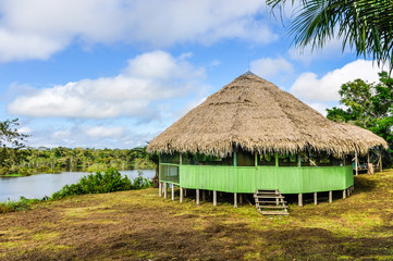 Small hut in the Amazon Rainforest, Manaos, Brazil
