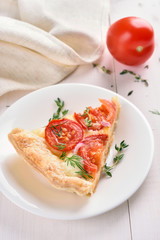 Piece of tomatoes pie