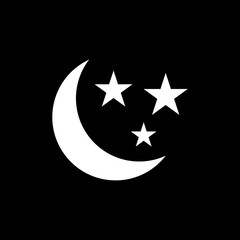 The moon and stars icon. Night, sleep symbol. Flat