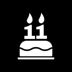 Obraz premium The birthday cake with candles in the form of number 11 icon. Birthday symbol. Flat
