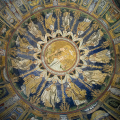 Fototapeta na wymiar Ceiling mosaic of The Baptistry of Neon. Ravenna, Italy