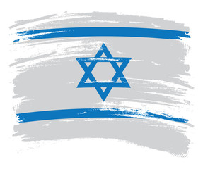 The Israel flag painted on white paper with watercolor