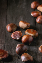 Uncooked edible chestnuts